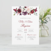 Red Floral Quinceañera Invitation Spanish Einladung (Stehend Vorderseite)