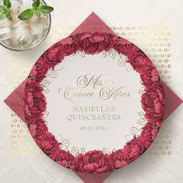 Red Floral Quinceanera Teller