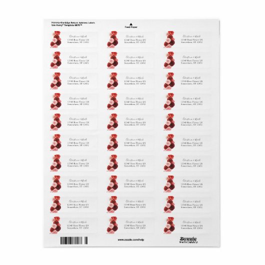 Red Floral Return Address Label (Vorne)