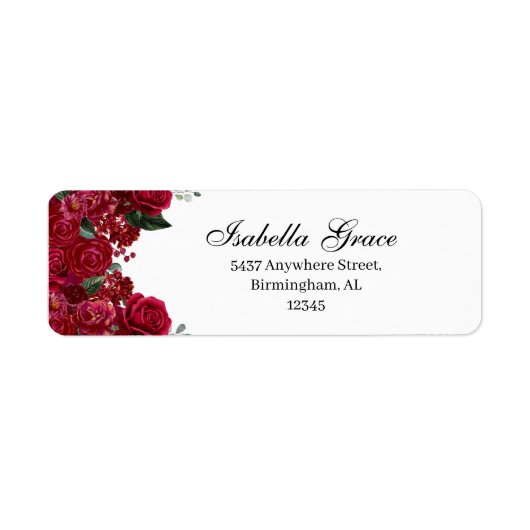Red Floral Return Address Label (Vorne)