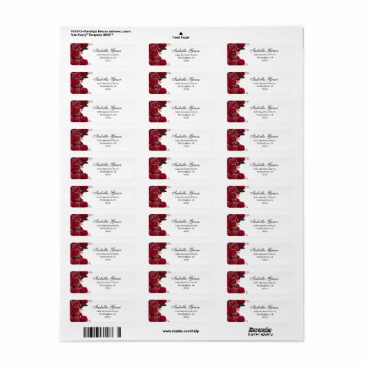 Red Floral Return Address Label (Vorne)