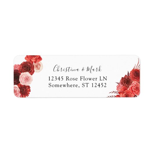 Red Floral Return Address Label 2 (Vorne)