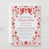 Red Floral Romantic Aesthetic Spanish Wedding Einladung (Vorderseite)