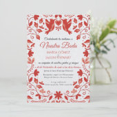 Red Floral Romantic Aesthetic Spanish Wedding Einladung (Stehend Vorderseite)