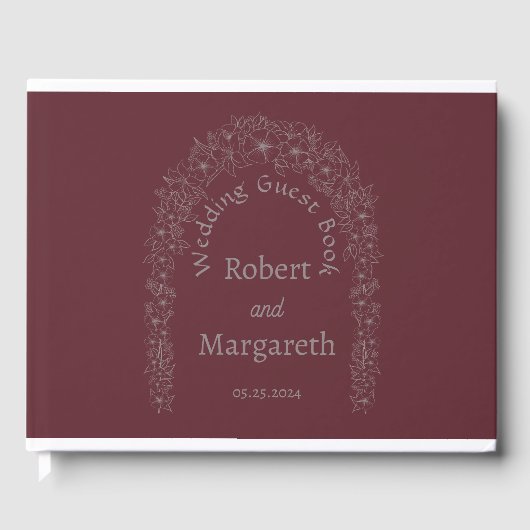 Red Floral Romantic Wedggate Gate Gästebuch (Vorderseite)