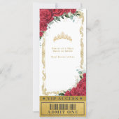 Red Floral Rose Quinceañera Sweet 16 VIP Ticket Einladung (Rückseite)