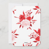 Red Floral Rosen Weihnachtskarte Feiertagskarte (Rückseite)