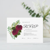 Red Floral RSVP Card – Elegant Wedding Response (Stehend Vorderseite)