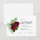 Red Floral RSVP Card – Elegant Wedding Response Karte (Vorne/Hinten)