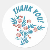 Red Floral Runder Aufkleber (Vorderseite)