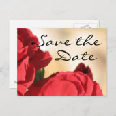 Red Floral Save the Date Ankündigungspostkarte (Vorne/Hinten)
