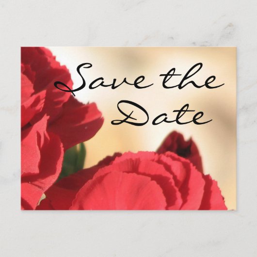 Red Floral Save the Date Ankündigungspostkarte (Vorderseite)