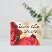 Red Floral Save the Date Ankündigungspostkarte (Stehend Vorderseite)