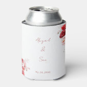Red Floral Script-Gastgeschenk Hochzeit Dosenkühler (Kanne Vorderseite)