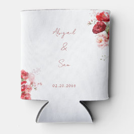 Red Floral Script-Gastgeschenk Hochzeit Dosenkühler