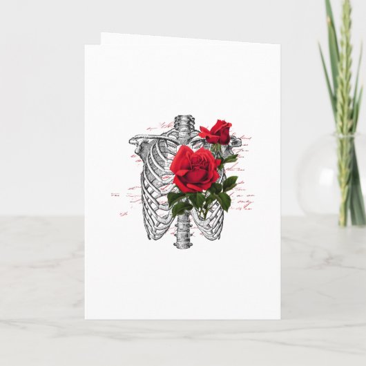 Red Floral Skeleton Gothic Wedding Programm (Rückseite)