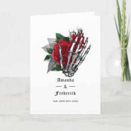 Red Floral Skeleton Gothic Wedding Programm