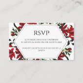 Red Floral Spanish Wedding RSVP Card Begleitkarte (Vorderseite)