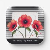 Red Floral Square Pappteller (Vorderseite)