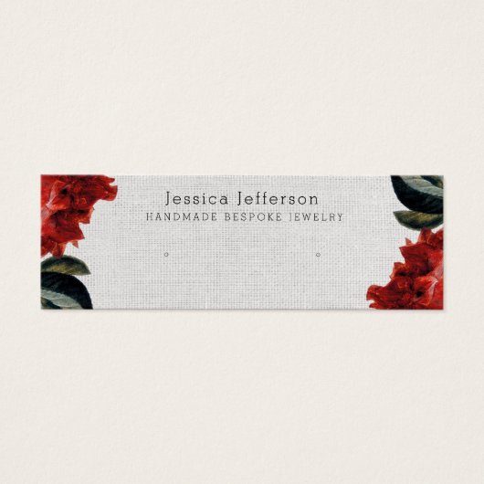 Red Floral Stud Earring Juwelier Small Display Car (Vorderseite)