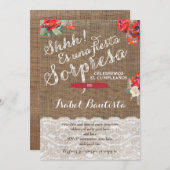 Red Floral Surprise Party Einladungen ins Spanisch (Vorne/Hinten)