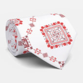 Red Floral Tatreez Henna Thobe Kleid Krawatte (Gerollt)