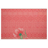 Red Floral Textile | Geometrisches Mohndruck Stoff (Fat Quarter (45,7 x 55,9 cm))