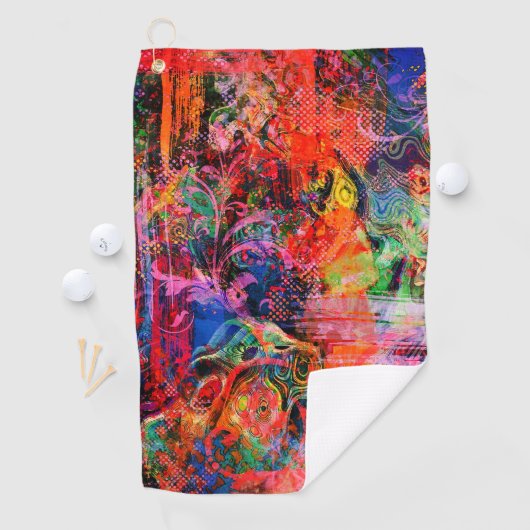 Red Floral Textur Golf Handtuch (Insitu)