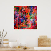 Red Floral Textur Poster (Küche)