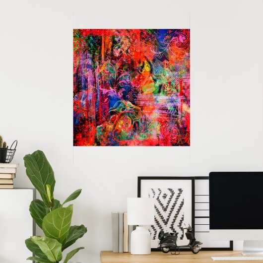 Red Floral Textur Poster (Heimbüro)