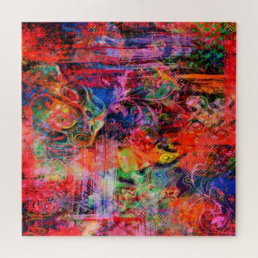 Red Floral Textur Puzzle (Horizontal)