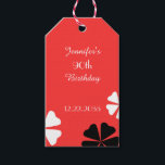 Red Floral Thank You, 2 Sided Minimalist Geschenkanhänger<br><div class="desc">This floral minimalist 90th Birthday Party Gift Tag is decorated with black and white flowers on a bright red background. Easy to customize,  just CHANGE or delete EXAMPLE TEXT. Be sure to change text on Front and Back.  All Rights Reserved © 2015 Alan & Marcia Socolik.</div>