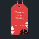 Red Floral Thank You, 2 Sided Minimalist Geschenkanhänger<br><div class="desc">This floral minimalist 90th Birthday Party Gift Tag is decorated with black and white flowers on a bright red background. Easy to customize,  just CHANGE or delete EXAMPLE TEXT. Be sure to change text on Front and Back.  All Rights Reserved © 2015 Alan & Marcia Socolik.</div>
