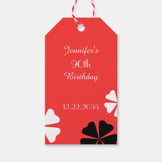 Red Floral Thank You, 2 Sided Minimalist Geschenkanhänger (Vorderseite)