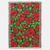 Red Floral Throw Blanket Decke (Vorderseite Vertikal)