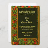 Red Floral Vine Border Wedding Einladung (Vorne/Hinten)