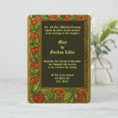 Red Floral Vine Border Wedding Einladung (Stehend Vorderseite)