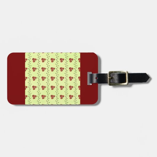 Red Floral Vine Pattern on Light Green Gepäckanhänger (Vorderseite horizontal)
