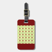 Red Floral Vine Pattern on Light Green Gepäckanhänger (Vorderseite vertikal)