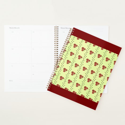 Red Floral Vine Pattern on Light Green Planer (Anzeige)