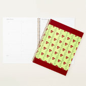 Red Floral Vine Pattern on Light Green Planer