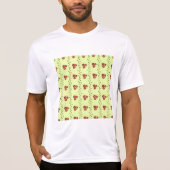 Red Floral Vine Pattern on Light Green T-Shirt (Vorderseite)