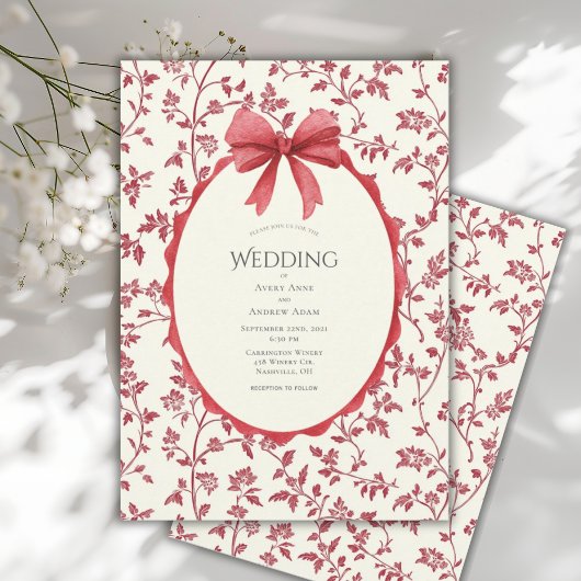 Red Floral & Vines Vintage Wedding Einladung