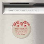 Red Floral Vintag Save the Date Magnet (In Situ (Geschirrspüler))