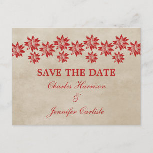 Red Floral Vintag Save the Date Postkarte