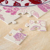 Red Floral Vintag Style Weihnachtspuzzle Puzzle (Seite)