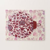 Red Floral Vintag Style Weihnachtspuzzle Puzzle (Horizontal)