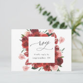 Red Floral w Meal UAWG RSVP Karte (Stehend Vorderseite)