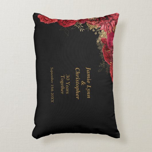 Red Floral Wedding Anniversary Accent Pillow Dekokissen (Vorderseite(Vertikal))
