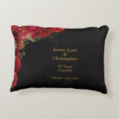Red Floral Wedding Anniversary Accent Pillow Dekokissen (Rückseite)